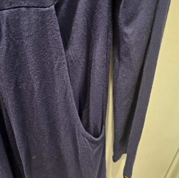 Korsis Navy Blue Empire Waist Pocket Dress Women’s Size Large Long Sleeve - Picture 2 of 8